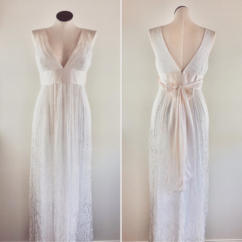 BCBGMaxAzria Ivory Backless Lace Dress